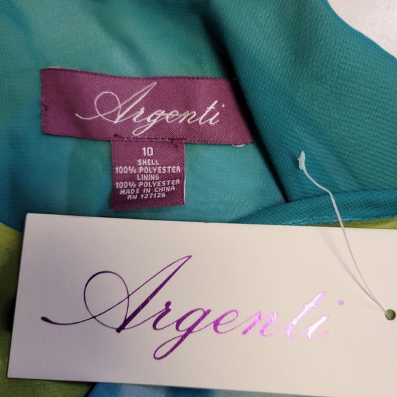 Argenti New York Green Blue Sleeveless Accordion Flare Dress - New - Picture 8 of 16